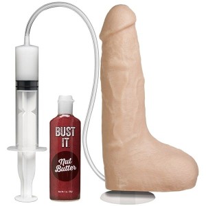 Телесный фаллоимитатор с имитацией семяизвержения Bust It Squirting Realistic Cock - 23,36 см., телесный