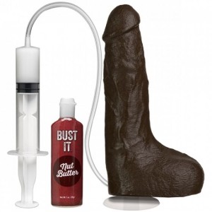 Коричневый фаллоимитатор с имитацией семяизвержением Bust It Squirting Realistic Cock - 23,36 см., коричневый