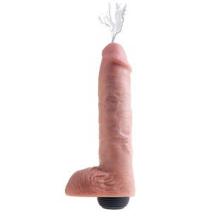 Телесный фаллоимитатор с функцией семяизвержения 11 Squirting Cock with balls - 27,9 см., телесный
